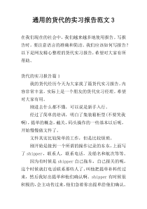 通用的货代的实习报告范文3