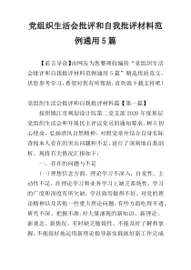 党组织生活会批评和自我批评材料范例通用5篇