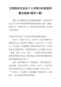 支部组织生活会个人对照分析检查和整改措施(通用5篇)