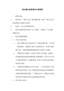 泰达整合营销策划大纲纲要