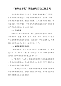 慈善奖评选表彰活动工作方案