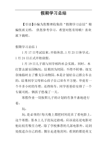 假期学习总结