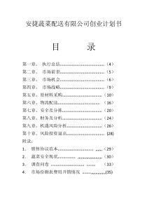 安捷蔬菜配送有限公司创业计划书