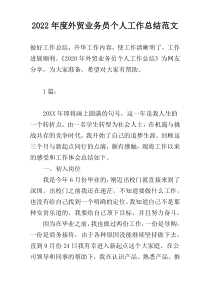 2022年度外贸业务员个人工作总结范文