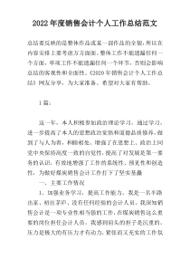 2022年度销售会计个人工作总结范文