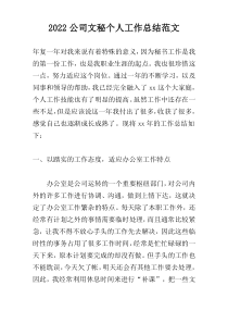 2022公司文秘个人工作总结范文