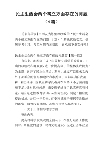 民主生活会两个确立方面存在的问题（4篇）