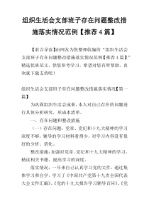 组织生活会支部班子存在问题整改措施落实情况范例【推荐4篇】