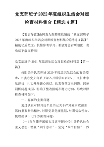 党支部班子2022年度组织生活会对照检查材料集合【精选4篇】