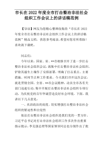 市长在2022年度全市打击整治非法社会组织工作会议上的讲话稿范例