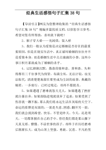 经典生活感悟句子汇集38句