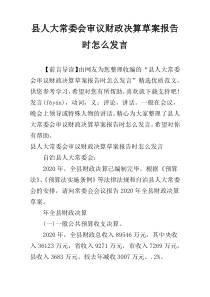 县人大常委会审议财政决算草案报告时怎么发言