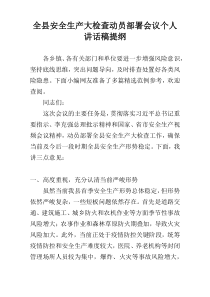 全县安全生产大检查动员部署会议个人讲话稿提纲