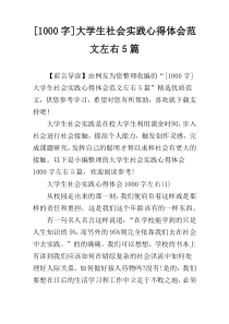 [1000字]大学生社会实践心得体会范文左右5篇