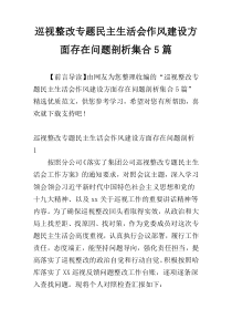 巡视整改专题民主生活会作风建设方面存在问题剖析集合5篇