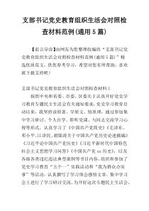 支部书记党史教育组织生活会对照检查材料范例(通用5篇)