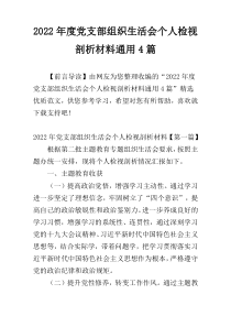 2022年度党支部组织生活会个人检视剖析材料通用4篇