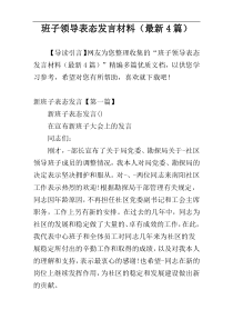 班子领导表态发言材料（最新4篇）