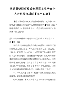 党组书记巡察整改专题民主生活会个人对照检查材料【实用5篇】