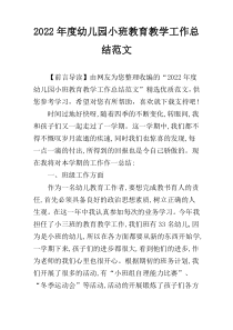 2022年度幼儿园小班教育教学工作总结范文