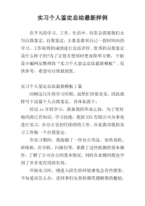 实习个人鉴定总结最新样例