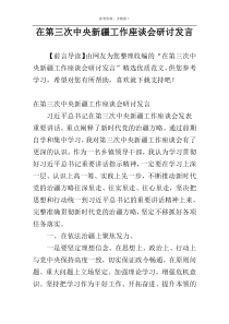 在第三次中央新疆工作座谈会研讨发言