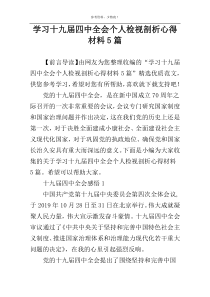 学习十九届四中全会个人检视剖析心得材料5篇