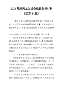 2022最新民主生活会检视剖析材料【范例5篇】