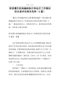 职责履行机构编制执行和运行工作情况的自查评估报告范例（4篇）