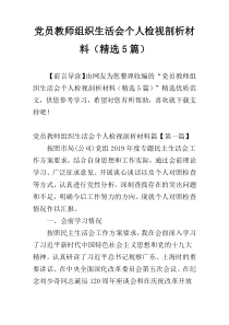 党员教师组织生活会个人检视剖析材料（精选5篇）