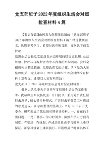 党支部班子2022年度组织生活会对照检查材料4篇