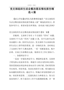 党支部组织生活会整改落实情况报告精选4篇