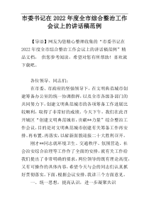 市委书记在2022年度全市综合整治工作会议上的讲话稿范例