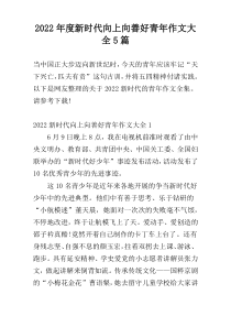 2022年度新时代向上向善好青年作文大全5篇