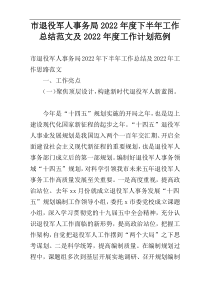 市退役军人事务局2022年度下半年工作总结范文及2022年度工作计划范例