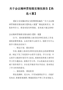 关于会议精神贯彻落实情况报告【热选4篇】