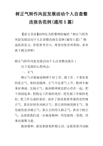 树正气转作风促发展活动个人自查整改报告范例(通用5篇)