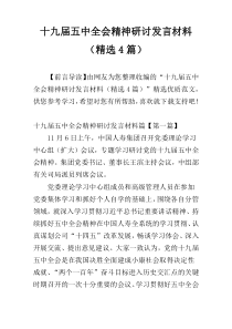 十九届五中全会精神研讨发言材料（精选4篇）