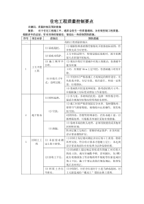 住宅工程质量控制要点