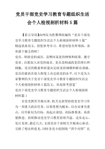 党员干部党史学习教育专题组织生活会个人检视剖析材料5篇