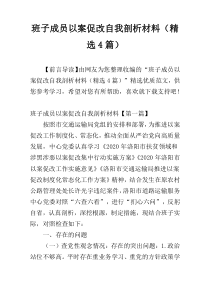 班子成员以案促改自我剖析材料（精选4篇）