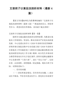 支部班子以案促改剖析材料（最新4篇）