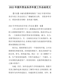 2022年度外贸业务员年度工作总结范文