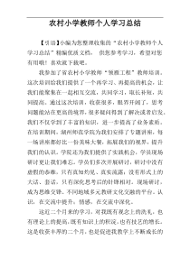 农村小学教师个人学习总结