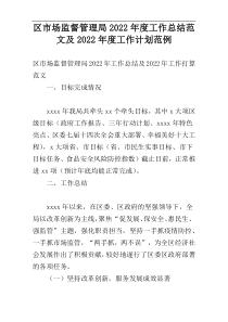 区市场监督管理局2022年度工作总结范文及2022年度工作计划范例