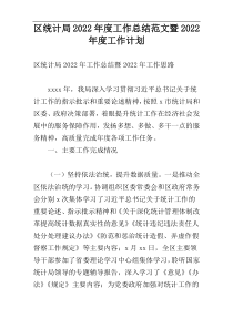 区统计局2022年度工作总结范文暨2022年度工作计划