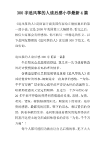 300字追风筝的人读后感小学最新4篇