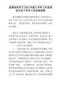 县商务局关于2022年度上半年工作总结范文及下半年工作安排范例