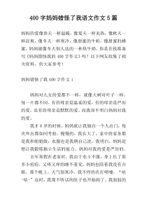 400字妈妈错怪了我语文作文5篇