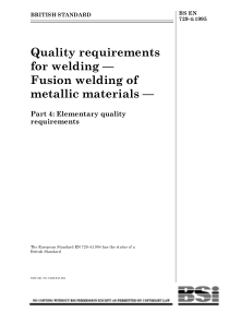 BS EN 729-4-1995 Quality requirements for welding 